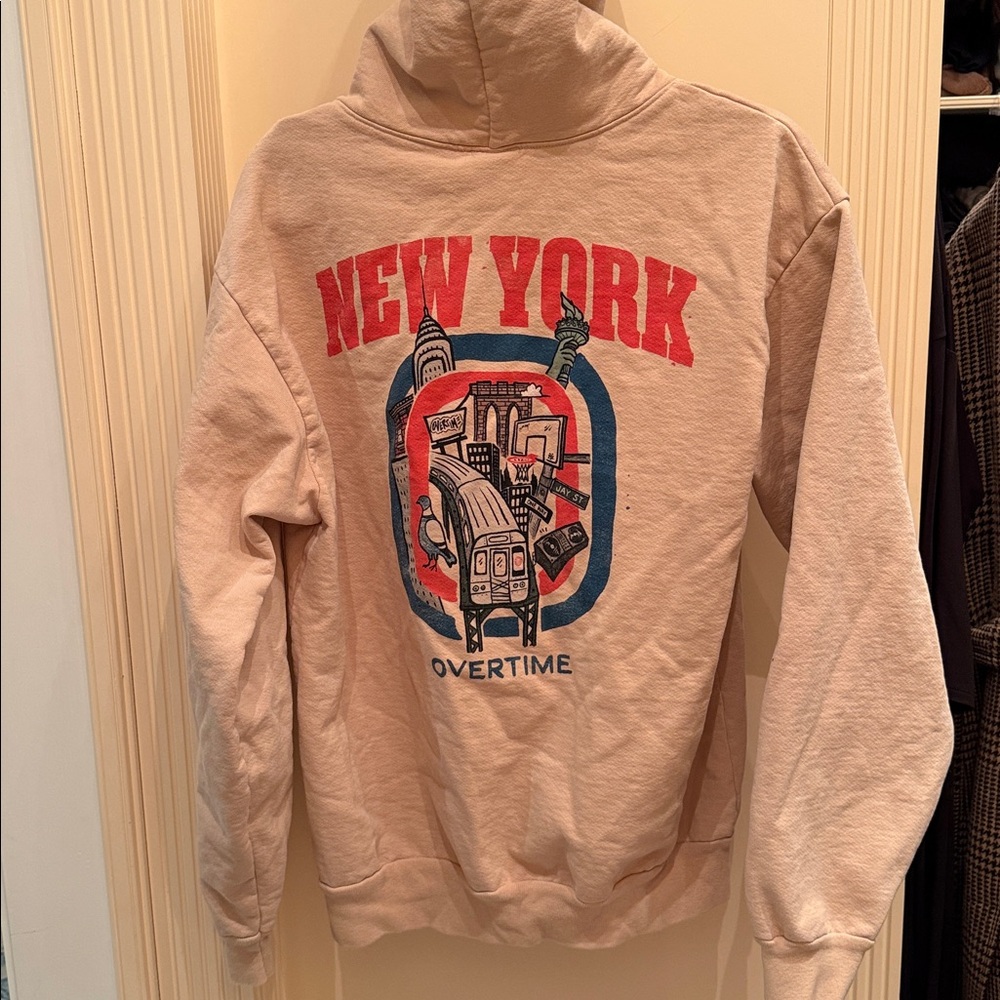 Overtime "Drawn to Win" NYC Landmark Hoodie - Cream - Men’s Size Medium